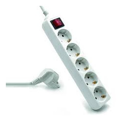 eWent Tomada múltipla de 5 entradas com interruptor luminoso