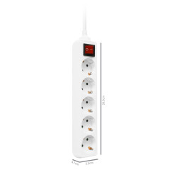 eWent Tomada múltipla de 5 entradas com interruptor luminoso